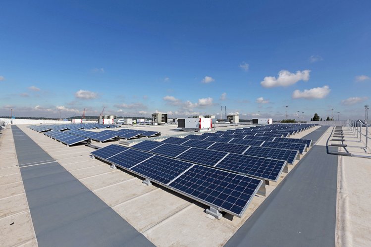 Solar panels provide energy for the new Asda store