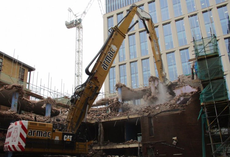 Controlled demolition underway
