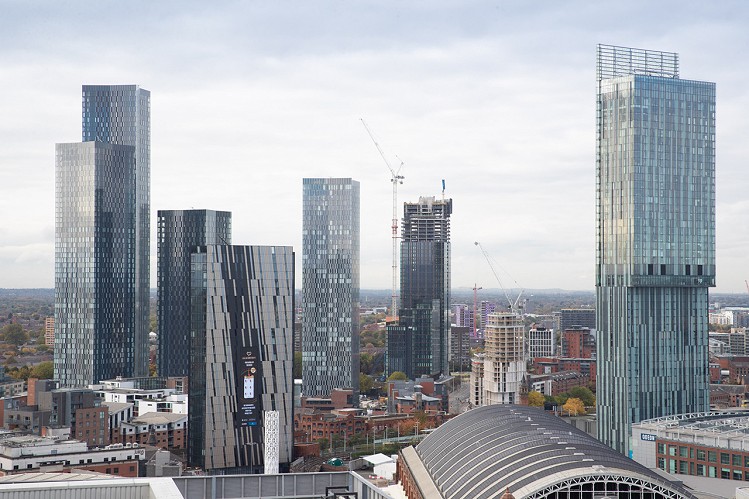 The towers of Manchester including our own Axis in the foreground